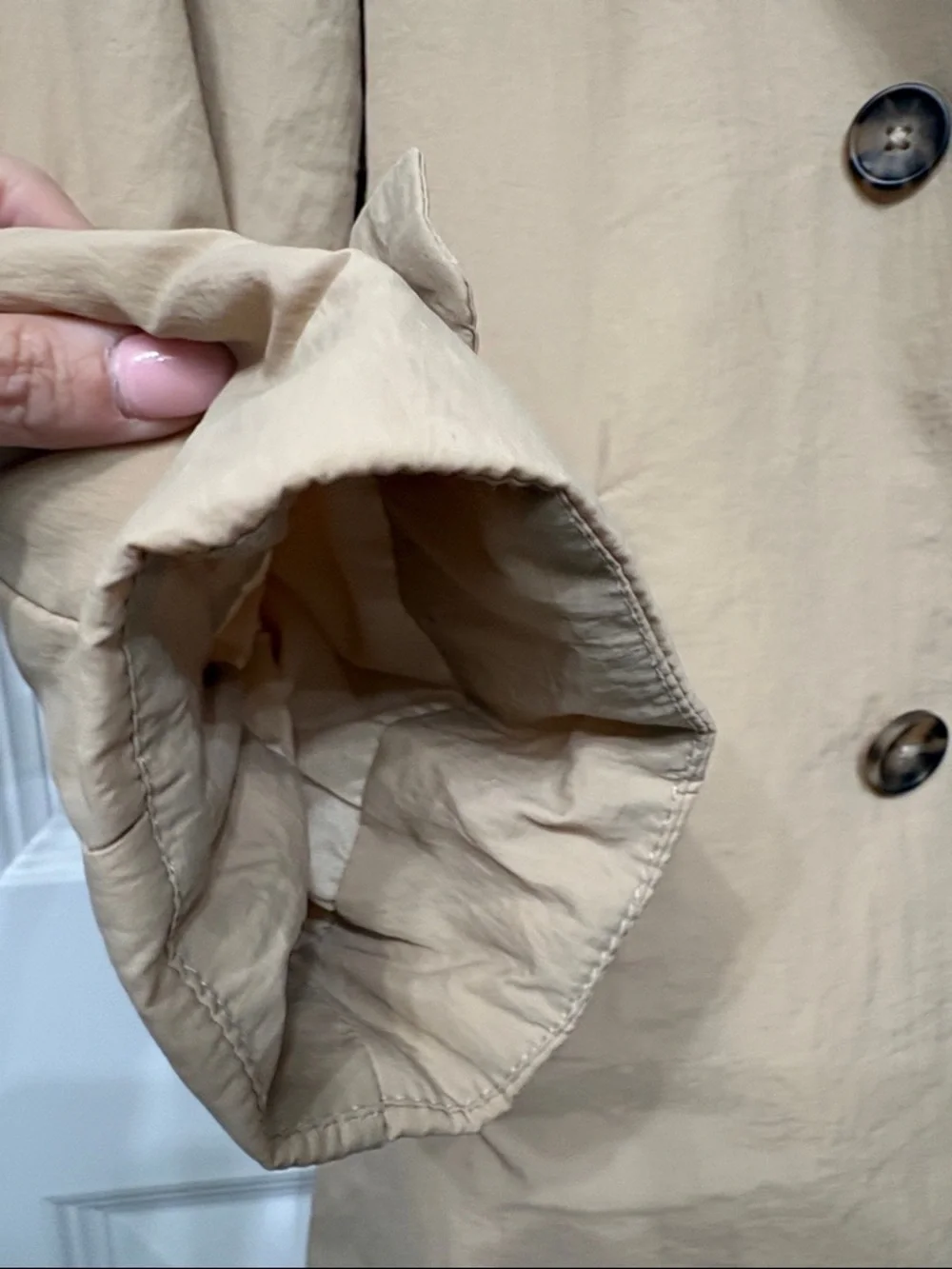 ZARA Girls Beige Double-Breasted Trench Coat Puffy